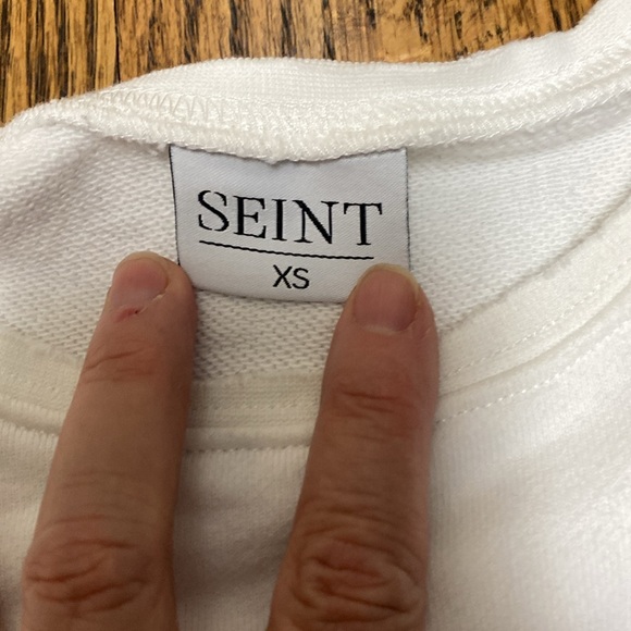 SEINT beauty cropped white sweatshirt size XS - Picture 2 of 3